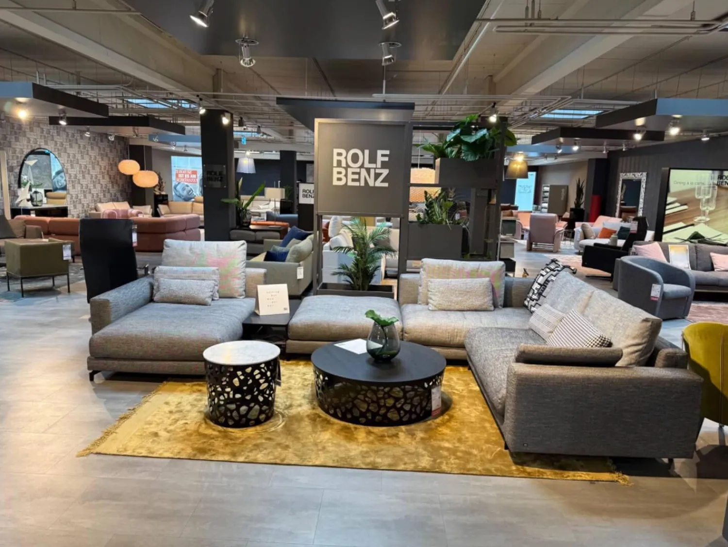 Rolf Benz Wohnlandschaften|Sofalandschaft Nuvola Stoff 17 100 Schwarz Weiss Aluminiumfuß Verkehrsschwarz Lackiert Inklusive Kissen