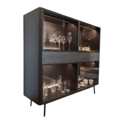 YOMEI Vitrinen & Highboards|Solitärmöbelvitrine S100 2 Glastüren 1 Schubkasten