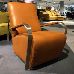 Gepade Relaxsessel|Solitärsessel Casa Leder Passion Hellbraun Gestell Edelstahl