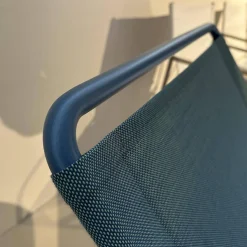 Weishäupl Gartenliegen|Sonnenliege Balcony Bespannung Batyline Eden Grünblau Meliert Gestell Edelstahl Rauchblau Pulverbeschichtet