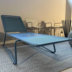 Weishäupl Gartenliegen|Sonnenliege Balcony Bespannung Batyline Eden Grünblau Meliert Gestell Edelstahl Rauchblau Pulverbeschichtet