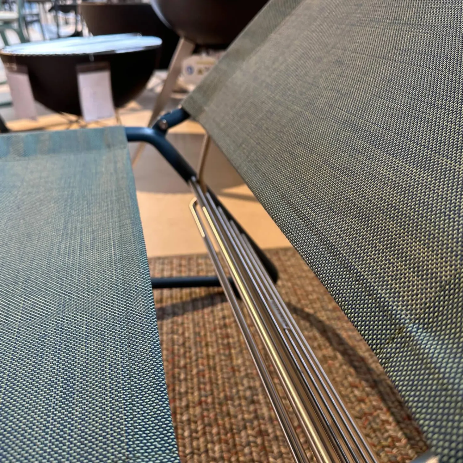 Weishäupl Gartenliegen|Sonnenliege Balcony Bespannung Batyline Eden Grünblau Meliert Gestell Edelstahl Rauchblau Pulverbeschichtet