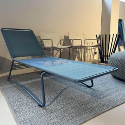 Weishäupl Gartenliegen|Sonnenliege Balcony Bespannung Batyline Eden Grünblau Meliert Gestell Edelstahl Rauchblau Pulverbeschichtet