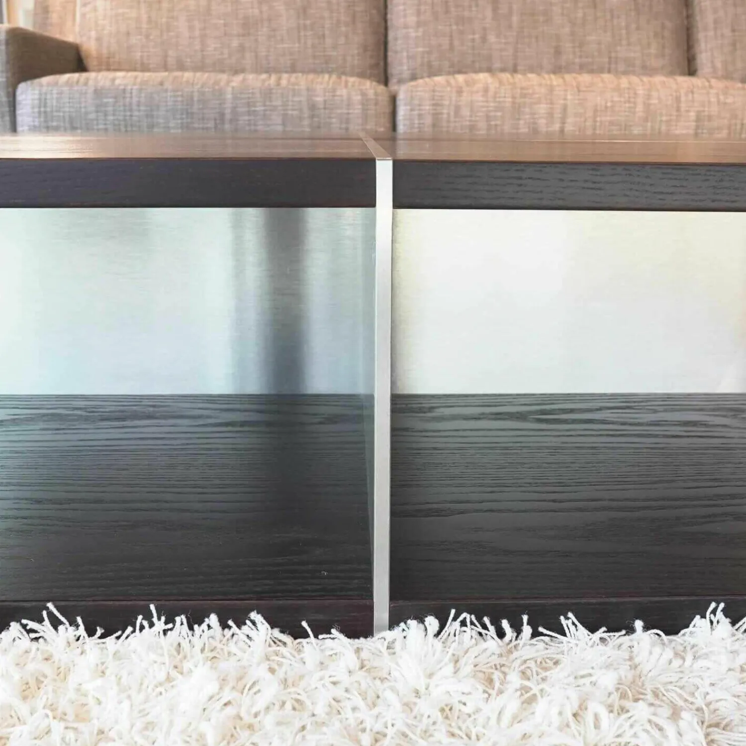 Bielefelder Werkstätten Couchtische|Square Couchtisch Esche Wengefarbig Gestell Metalloptik