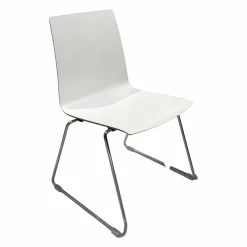 König + Neurath Bürostühle|Einzelstühle|Stapelstuhl Move Me Schale Holz Beschichtet Reinweiss Gestell Chrom