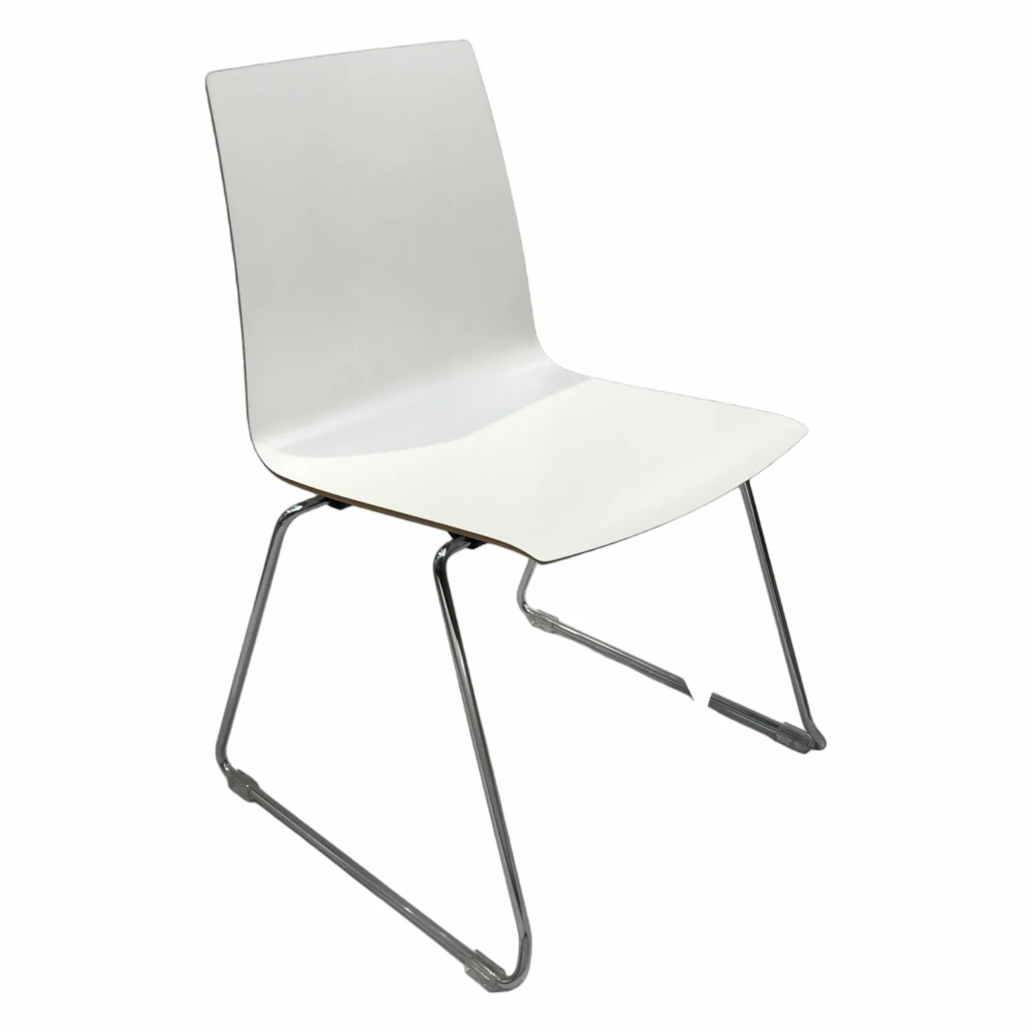 König + Neurath Bürostühle|Einzelstühle|Stapelstuhl Move Me Schale Holz Beschichtet Reinweiss Gestell Chrom