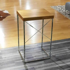 Rolf Benz Esstische|Stehtisch Nussbaum Furniert Gestell Stahl Hochglanz Verchromt