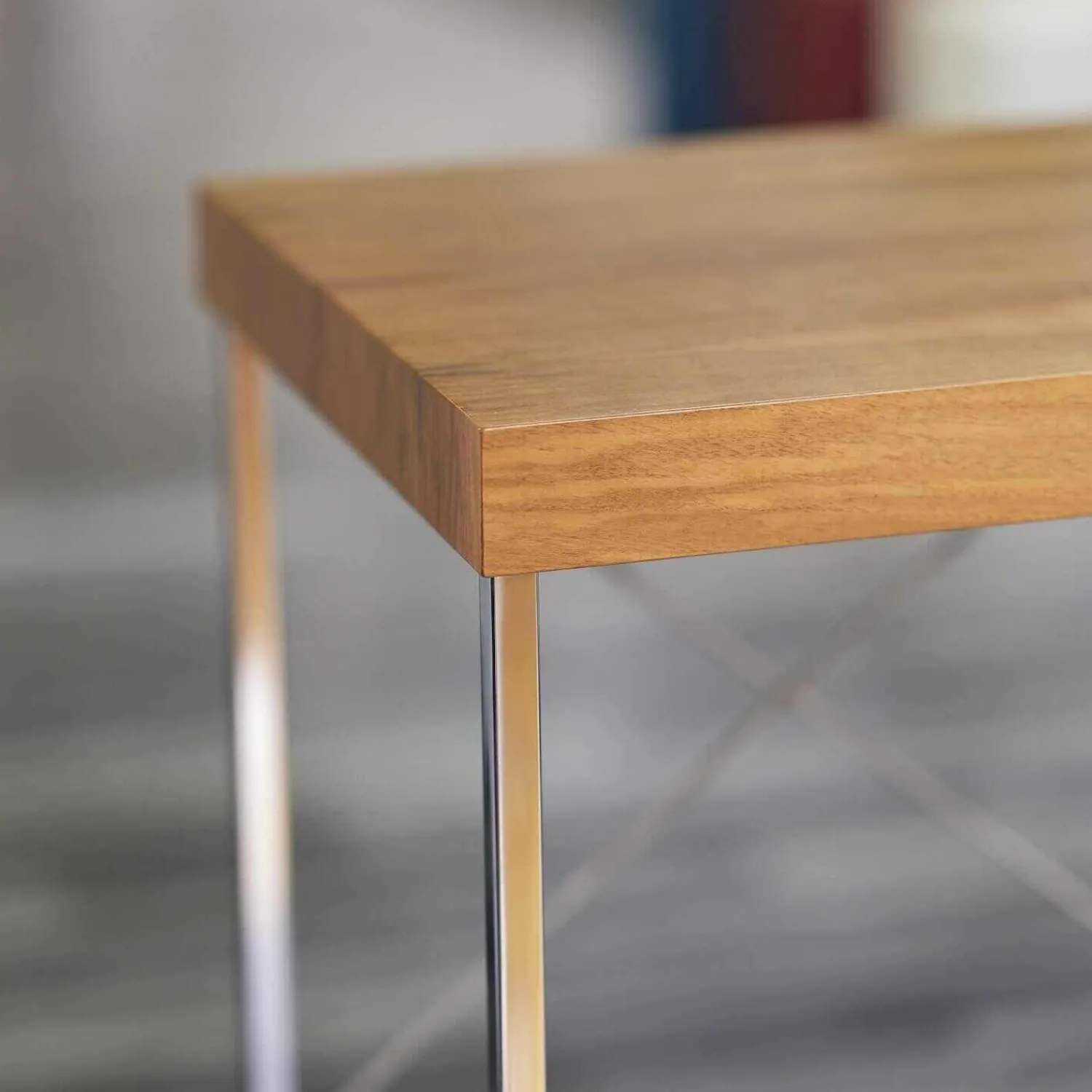 Rolf Benz Esstische|Stehtisch Nussbaum Furniert Gestell Stahl Hochglanz Verchromt