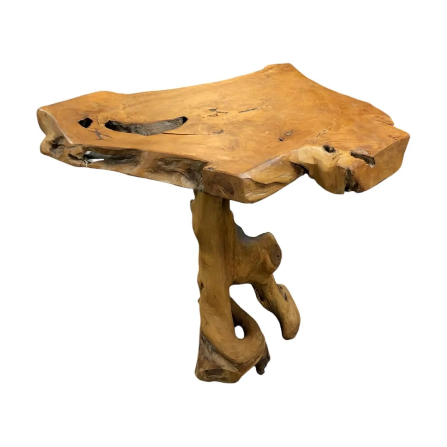 Henke Beistelltische|Stehtisch ST 110 Ausführung Teak Wurzelholz Gewachst