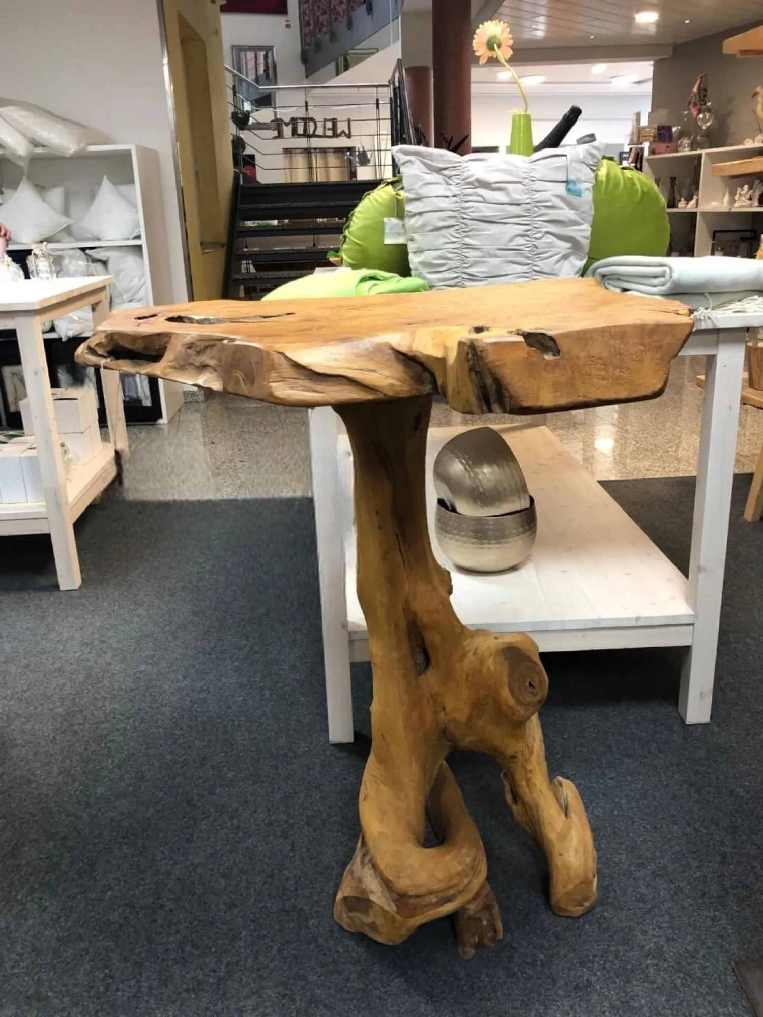 Henke Beistelltische|Stehtisch ST 110 Ausführung Teak Wurzelholz Gewachst