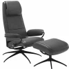 Stressless Relaxsessel|Paris hohe Rückenlehne High Base Star Base Leder Pioneer Grey mit Hocker