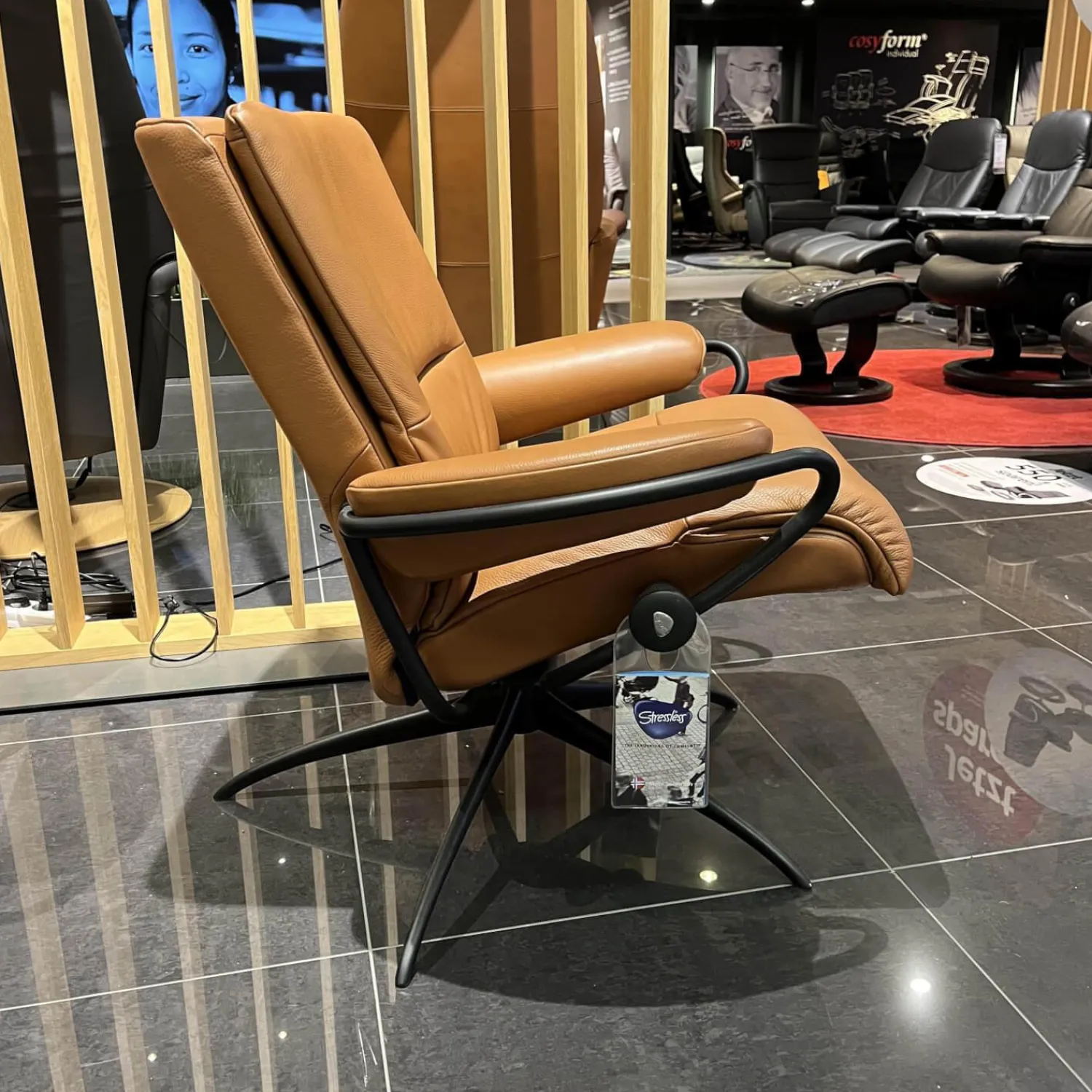 Stressless Relaxsessel|-Sessel Tokyo Leder Noblesse 34 Tigereye Gestell Star 45 Matt Black Low Standard Base