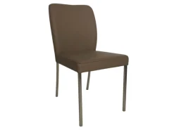 K+W Einzelstühle|Stuhl 6195 Leder Bronco 86 Smoke Grau Braun Gestell Edelstahl Gebürstet