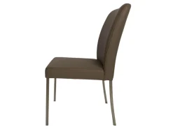 K+W Einzelstühle|Stuhl 6195 Leder Bronco 86 Smoke Grau Braun Gestell Edelstahl Gebürstet