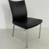 Draenert Einzelstühle|Stuhl 2010 Linus Bezug Leder Nummer 89001 Schwarz Gestell Rechteckrohr Hochglanz Chrom