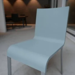 Vitra Einzelstühle|Stuhl 03 Sitzschalenfarbe Hellgrau Untergestell Pulverbeschichtet Silber Glatt