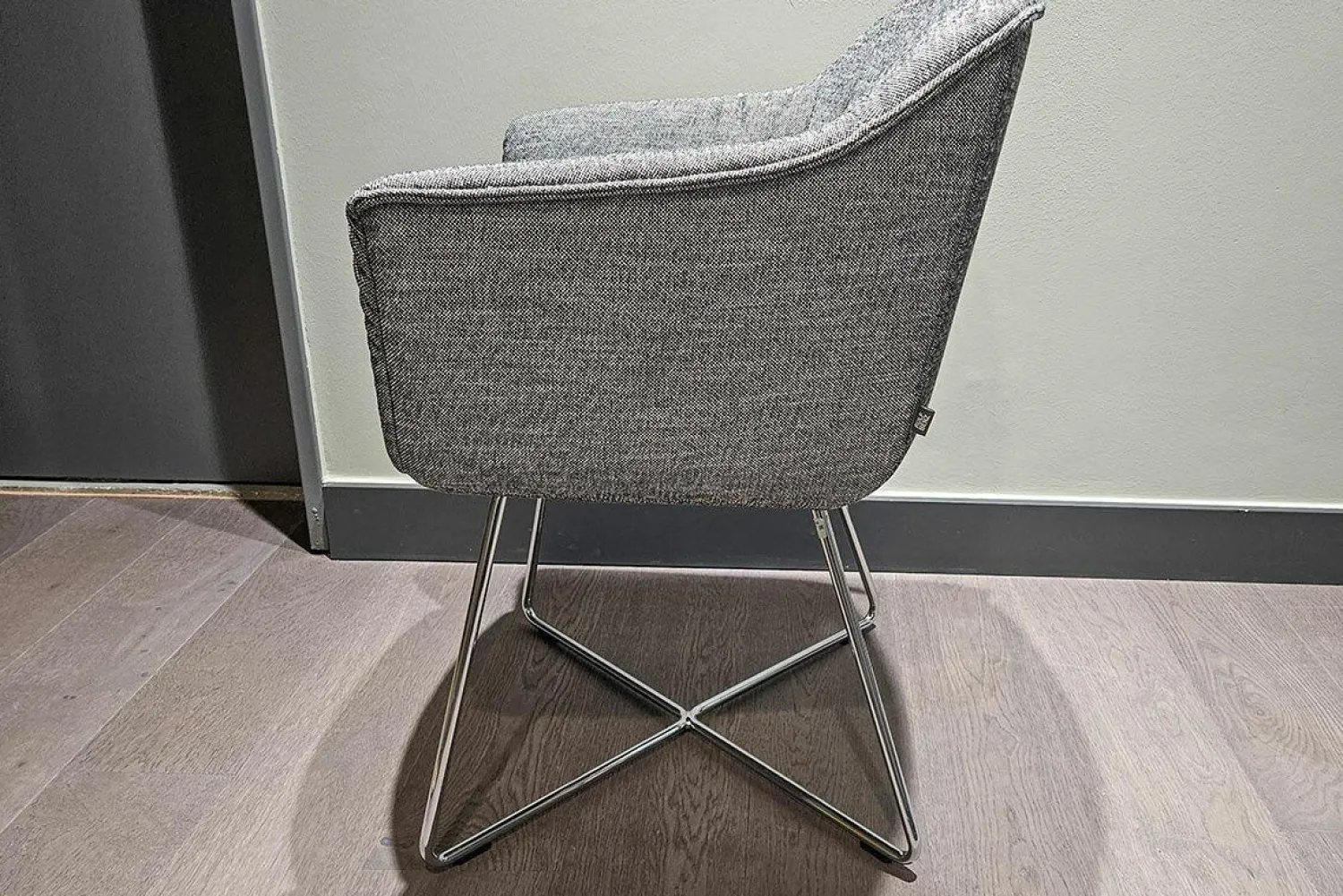 Rolf Benz Einzelstühle|Stuhl 641 Stoff 17 100 Schwarz Weiß Gestell Chrom Glänzend