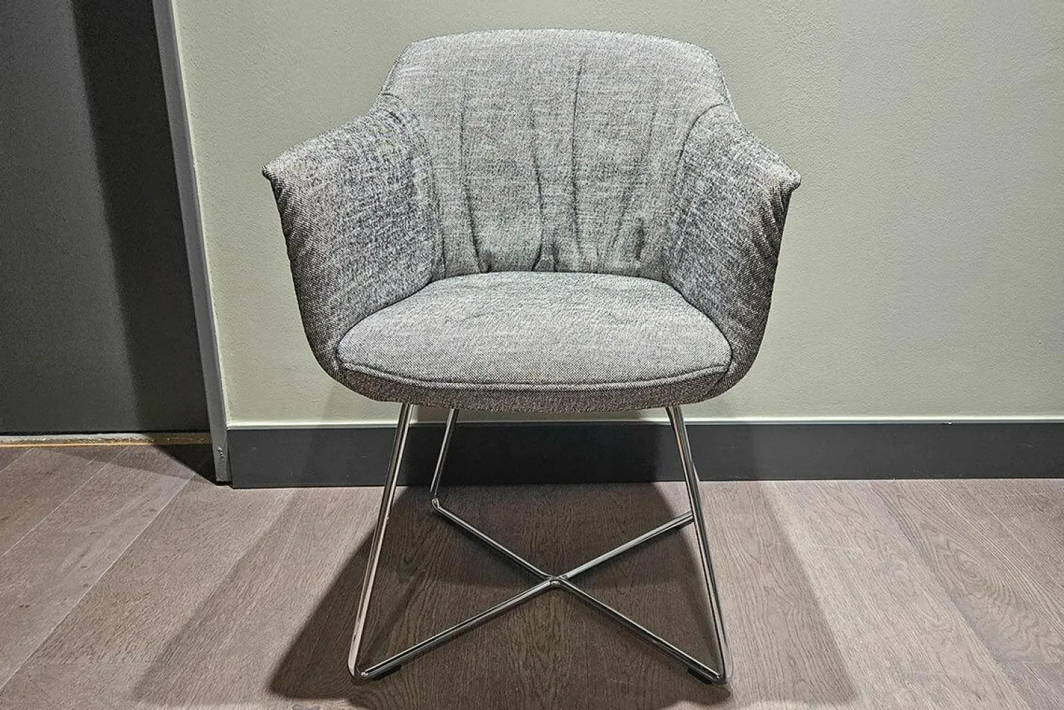 Rolf Benz Einzelstühle|Stuhl 641 Stoff 17 100 Schwarz Weiß Gestell Chrom Glänzend