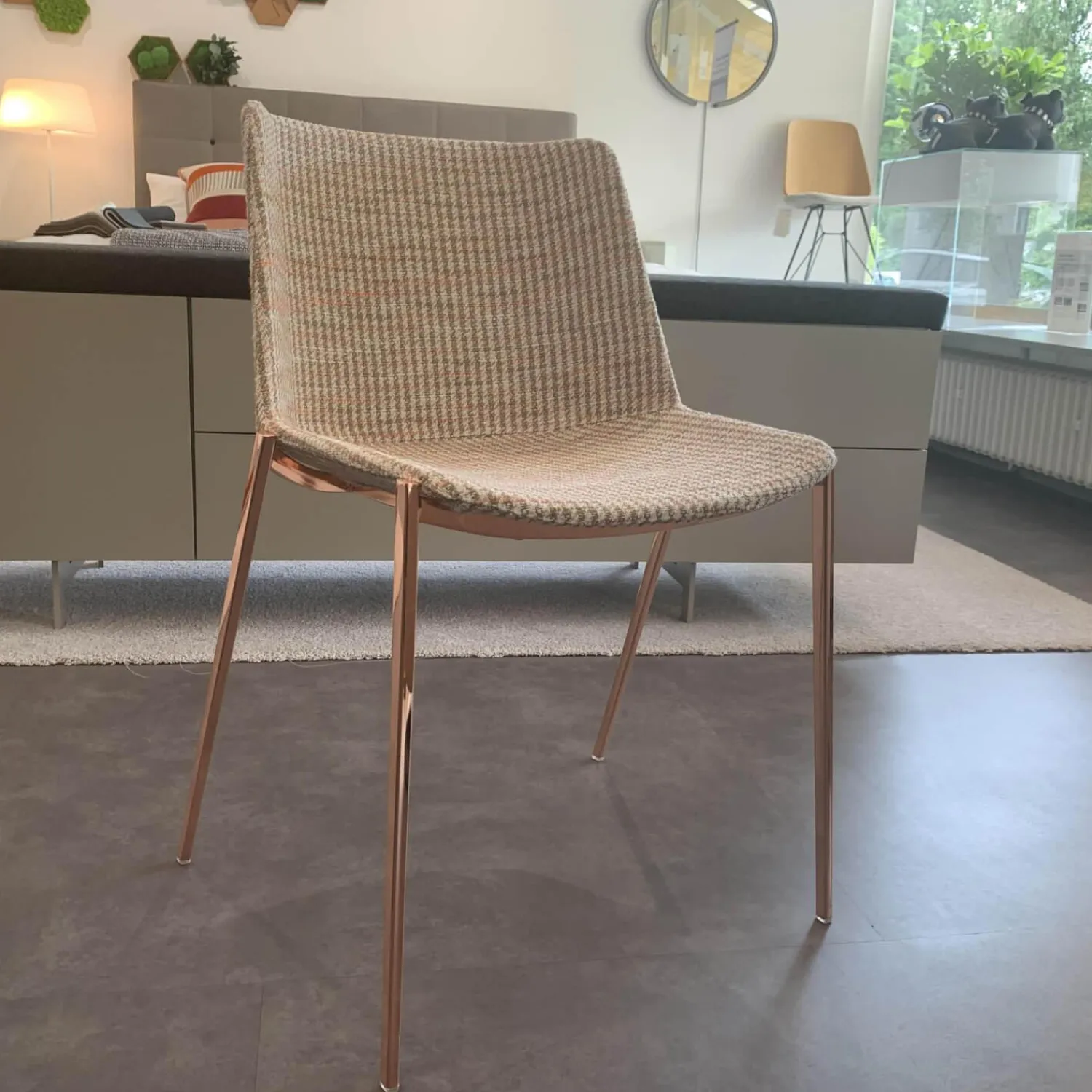MDF Italia Einzelstühle|Stuhl Aiku Soft Stoff D Fall Gestell Rosegold Glänzend