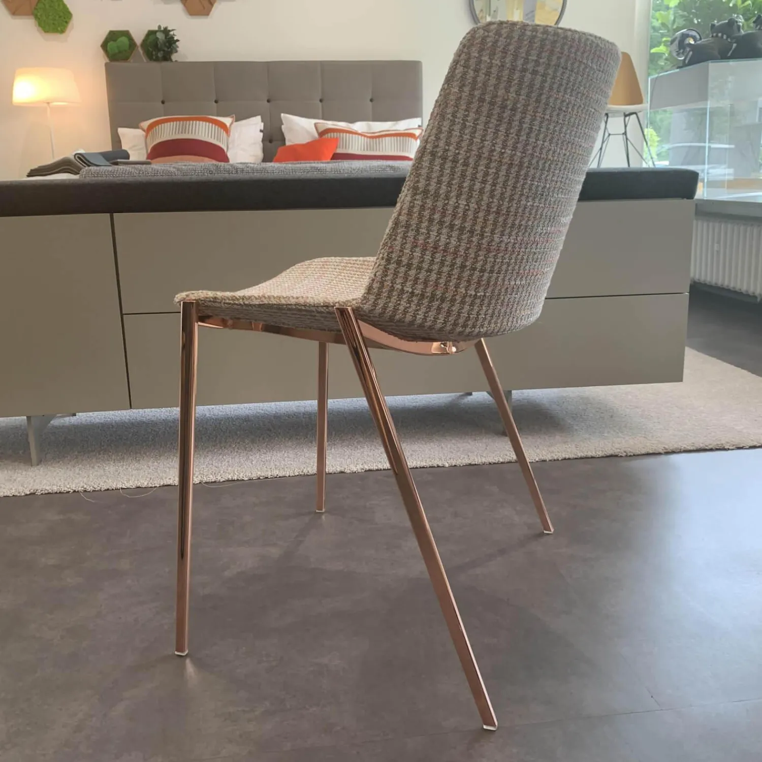 MDF Italia Einzelstühle|Stuhl Aiku Soft Stoff D Fall Gestell Rosegold Glänzend
