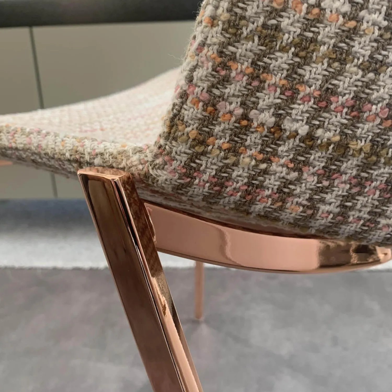 MDF Italia Einzelstühle|Stuhl Aiku Soft Stoff D Fall Gestell Rosegold Glänzend