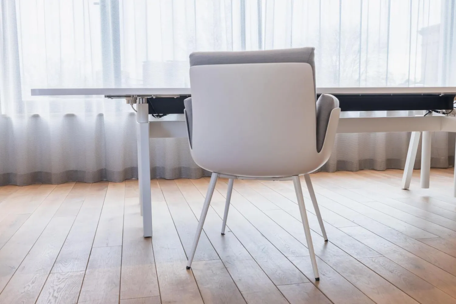 COR Einzelstühle|Stuhl Alvo Stoff 9574 Weiß Grau Schale Kunststoff Weiß Gestell Metall Schneeweiß Pulverbeschichtet