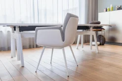 COR Einzelstühle|Stuhl Alvo Stoff 9574 Weiß Grau Schale Kunststoff Weiß Gestell Metall Schneeweiß Pulverbeschichtet