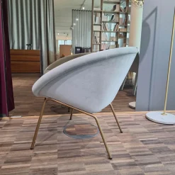 Walter Knoll Einzelstühle|Stuhl Armchair 369 Stoff Harald Jade Grau Gestell Messing