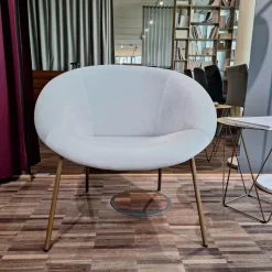 Walter Knoll Einzelstühle|Stuhl Armchair 369 Stoff Harald Jade Grau Gestell Messing