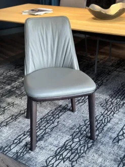 Cattelan Italia Einzelstühle|Stuhl Belinda Softleder 952 Smoke Grau