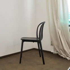 Vitra Einzelstühle|Stuhl Belleville Textil Leder Premium Schwarz Gestell Polyamid Spritzguss Tiefschwarz