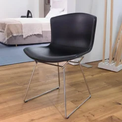 Knoll International Einzelstühle|Stuhl Bertoia Kernleder Schwarz CB1