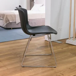Knoll International Einzelstühle|Stuhl Bertoia Kernleder Schwarz CB1