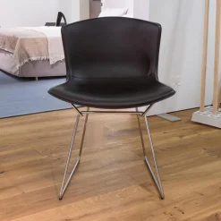 Knoll International Einzelstühle|Stuhl Bertoia Kernleder Schwarz CB1