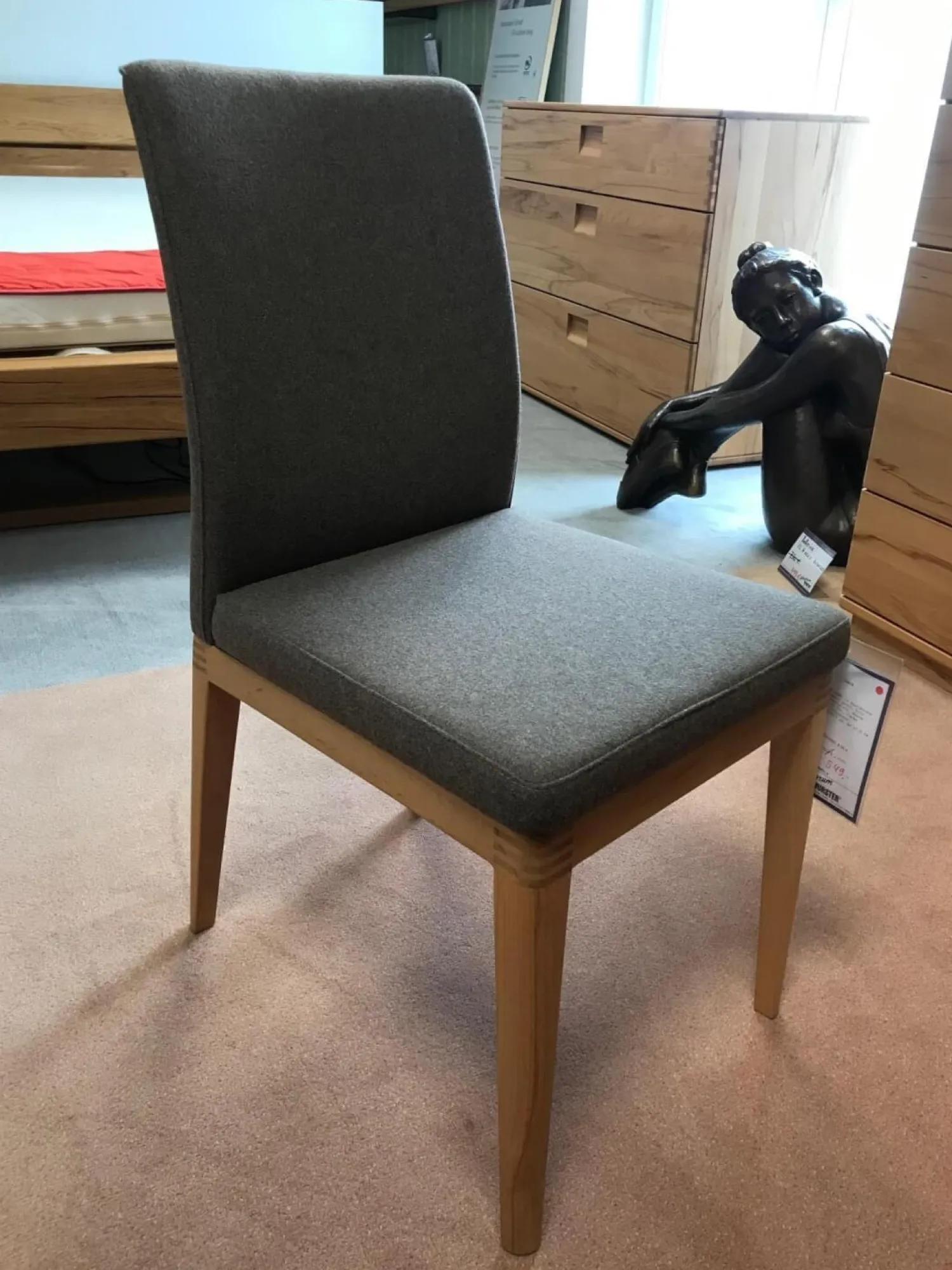 InCasa Einzelstühle|Stuhl CASA-SONO Kernbuche Massiv Geölt Stoff Wollfitz 3701 Schoko Braun