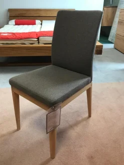 InCasa Einzelstühle|Stuhl CASA-SONO Kernbuche Massiv Geölt Stoff Wollfitz 3701 Schoko Braun