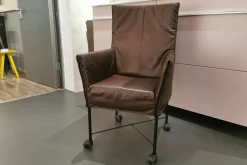 Montis Einzelstühle|Stuhl Chaplin Flex Leder Rancho Sienna Braun Gestell Büro Metall Schwarz Mit Rollen