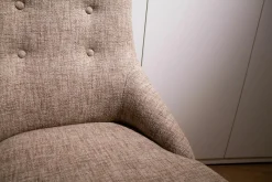 Porada Einzelstühle|Stuhl Chloé Stoff Patch V.05 Grau Gestell Nussbaum Canaletta Gebeizt