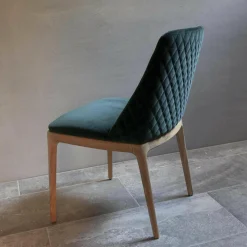 Riva1920 Einzelstühle|Stuhl Cloe Nussbaum-Massivholz Stoff Harald Samt Grün Blau