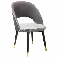 Baxter Einzelstühle|Stuhl Colette Leder Kashmir Fumée Sitz Leder Textur Night Twill