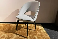 Baxter Einzelstühle|Stuhl Colette Leder Kashmir Nuage Hellgrau Gestell Buche Wenge Schwarz Gebeizt Füße Messing