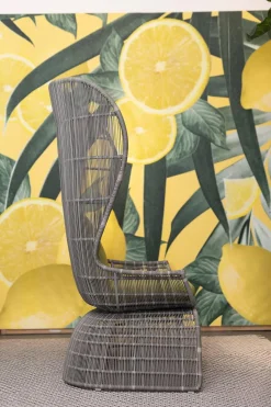 B&B Italia Gartenstühle|Stuhl Crinoline Outdoor Geflecht Taubengrau Grau Sitzkissen Lesia Grün