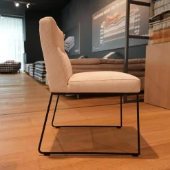 KFF Stuhlsets|Einzelstühle|Stuhl D Fine Bezug Stoff Lisboa 05 Creme Rosa Kufengestell Struktur Schwarz