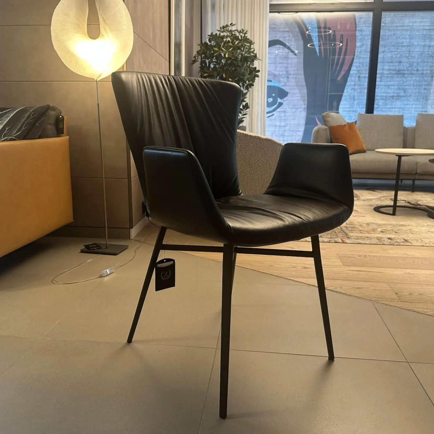 Draenert Einzelstühle|Stuhl Dexter 2058 Leder II Elmosoft 93068 Braun Gestell Stahl Schwarz