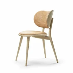 Mater Einzelstühle|Stuhl Dining Chair Eiche Massiv Sirka Grau Gebeizt und Lackiert Leder Natur