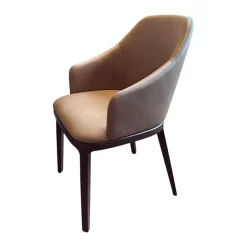 Frag Einzelstühle|Stuhl Doa Leder 1605 Braun Holz Nussbaumfarbig