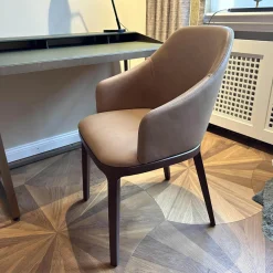 Frag Einzelstühle|Stuhl Doa Leder 1605 Braun Holz Nussbaumfarbig