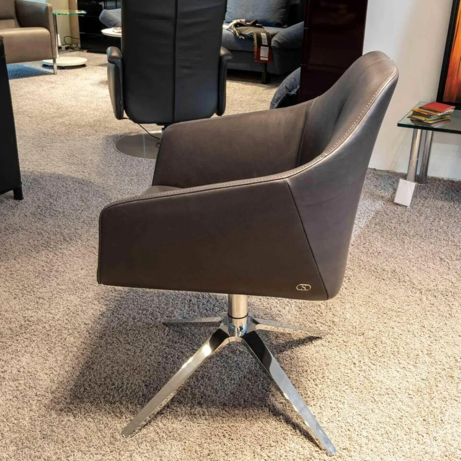 De Sede Einzelstühle|Stuhl DS 279/101 Leder Touch Umbra 02 Braun