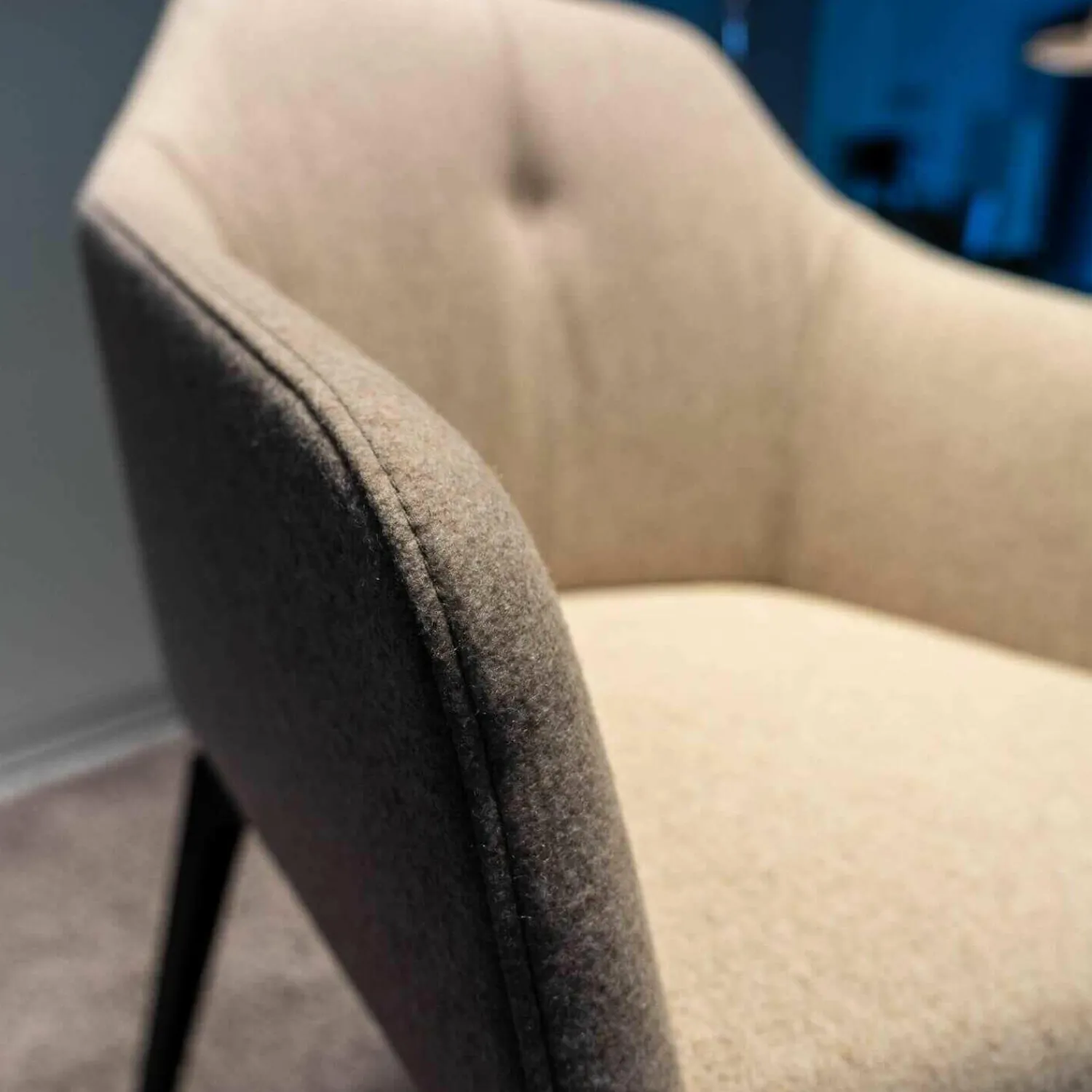 De Sede Einzelstühle|Stuhl DS 279 Stoff Loden Grau Braun Meliert Beine Holz