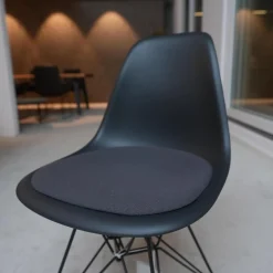 Vitra Einzelstühle|Stuhl Eames Plastic Side Chair DSR Stoff Hopsak Dunkelgrau Drahtgestell Basic Dark